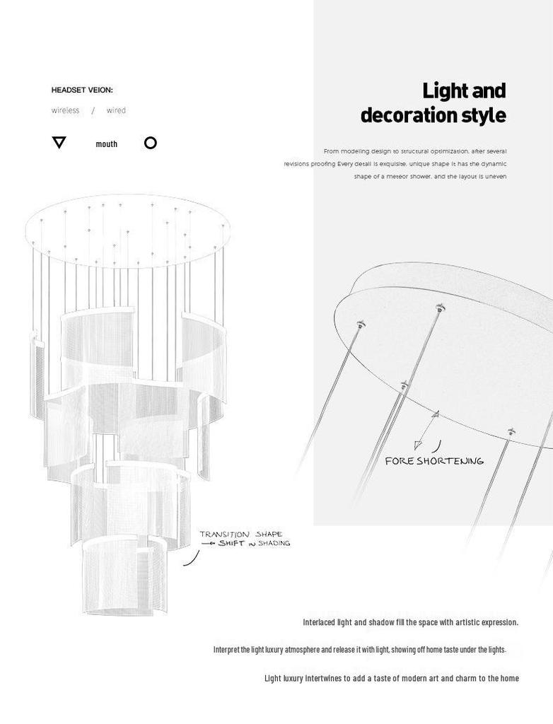 Duplex Large Modern Chandelier for Luxury Villa, Creative Living Room, Hotel Lobby, Sales Office, Loft, and Staircase.