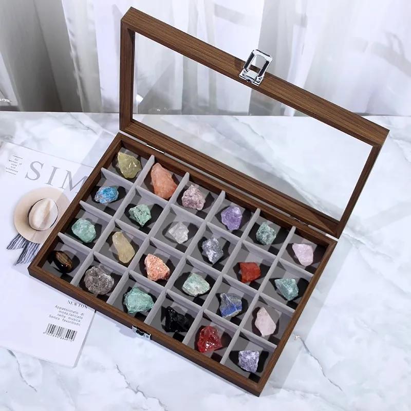 Natural Crystal Broken Stone Gem Specimen Box Mineral Crystal Raw Stone Display Box Teaching Ornamental Stone Collection
