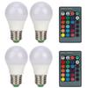4pcs E27 RGB LED Light Bulbs Colorful Decorating Lamp with 2 Remote Controls 3W AC85‑265V