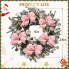 Artificial Christmas Wreath with Pink Bows, Natural Pine Cones, and Golden Berries for Festive Front Door Decoration