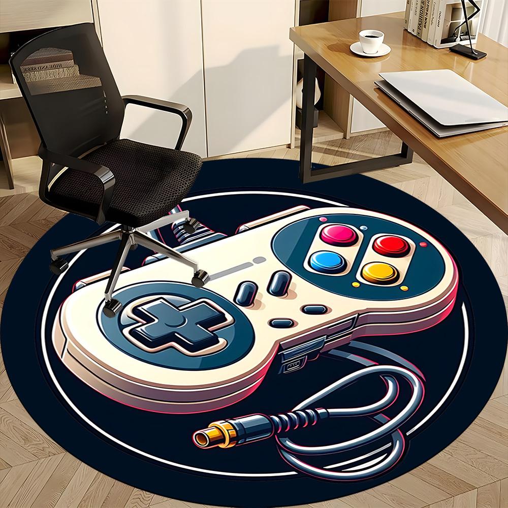 1pc Gamepad Controller Office Round Area Rug, Under Office Chairs Bedroom Living Room Home Decor, Room Deco, Available in Various Sizes