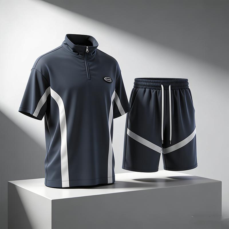 Summer Casual Sports Suit Men's Short Sleeved Lightweight Quick Drying Ice Silk Two-piece Set