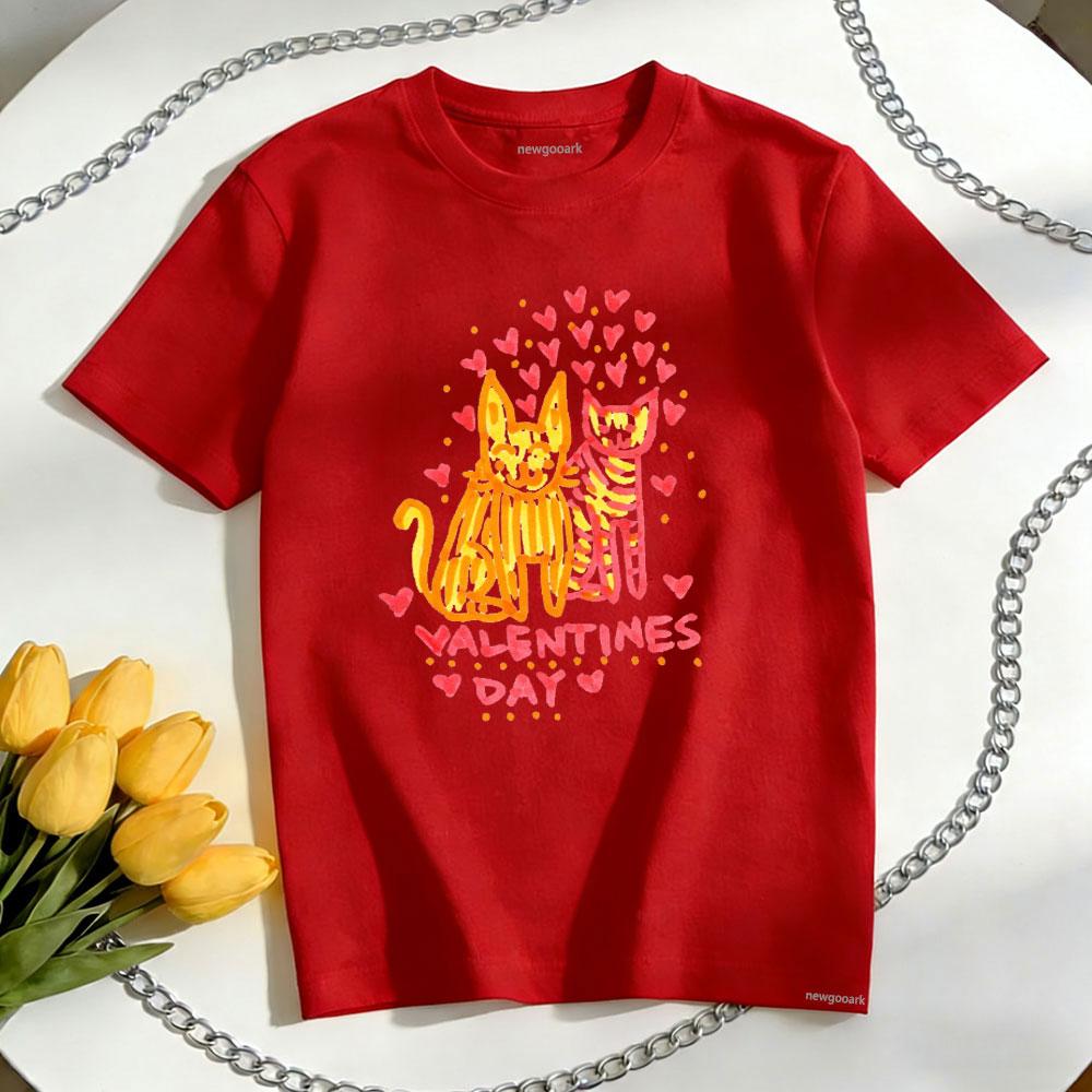 Valentines Day filled with love cats TShirt Women Unisex Casual cotton graphic t shirts Oneck shirt Unisex couple Shortsleev S
