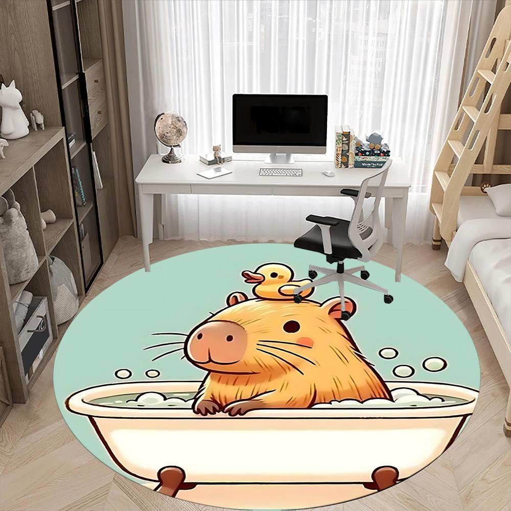 1pc Bath Time Capybara Chair Carpet for Office, , Non-slip Carpet, Very Suitable for Offices, farmhouses,Outdoor Carpet Yy251120071