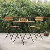 319979 vidaXL Folding Bistro Chairs 2 Pcs Solid Teak Wood and Steel