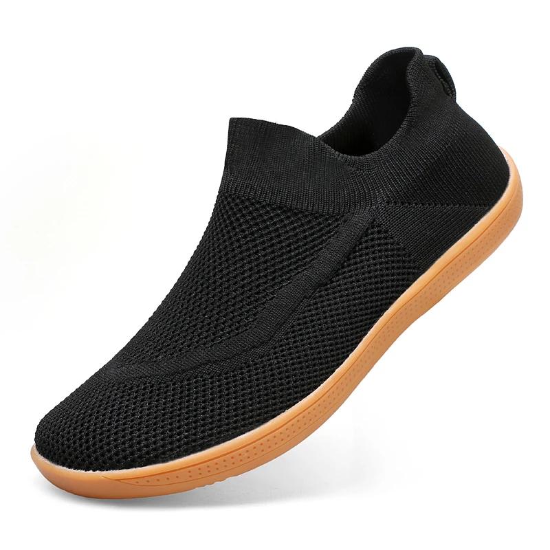 Mesh Herren Barfußschuhe Atmungsaktiv Zero Drop Sohle Casal Sneakers Herren Weite Passform Freizeitschuhe Übergröße 39-46