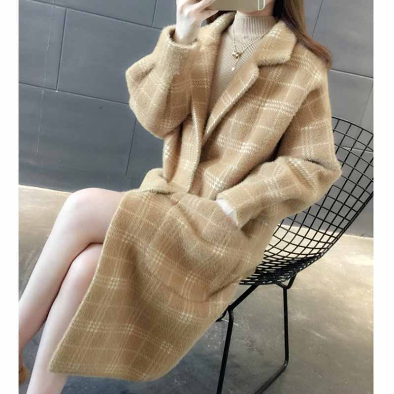 Mink Coat Women's Medium Long Autumn and Winter Foreign Style Cardigan Korean Version Loose Cardigan Coat