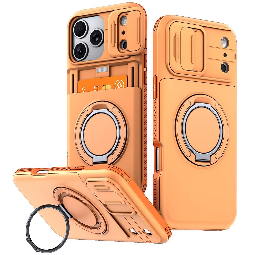 WEFOR for iPhone 17 16 15 14 13 12 Pro Max 11 Case with Card Holder & Kickstand & Slide Camera Lens Cover & Wallet Rugged Cover