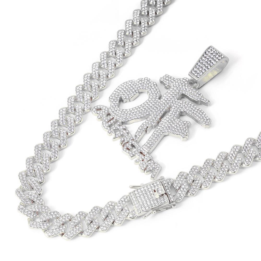 14mm Diamond Cuban Chain with OTF Letter Pendant – Hip Hop Jewelry 