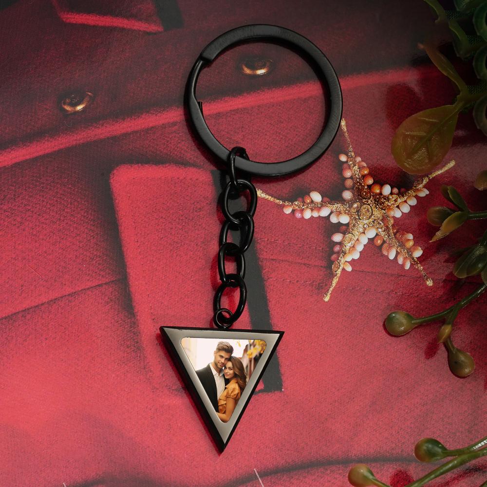 

Personalized Triangle Photo Keychain Custom Picture Keyring Couple Gift for Valentine s Day Anniversary Souvenir Custom Photo