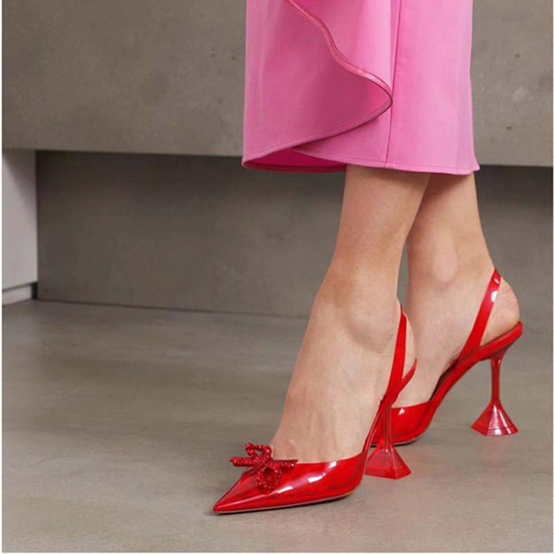 Fashion Fashion Rhinestones Bowknot Women Pumps Sexy clear PVC Slingback High heels Jelly Shoes Summer Ladies Wedding Bridal Shoes