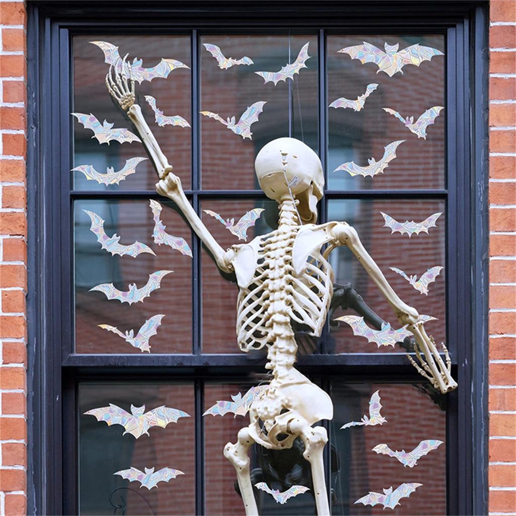 Halloween Static Double Sided Stickers, Colorful Reflective Window Stickers