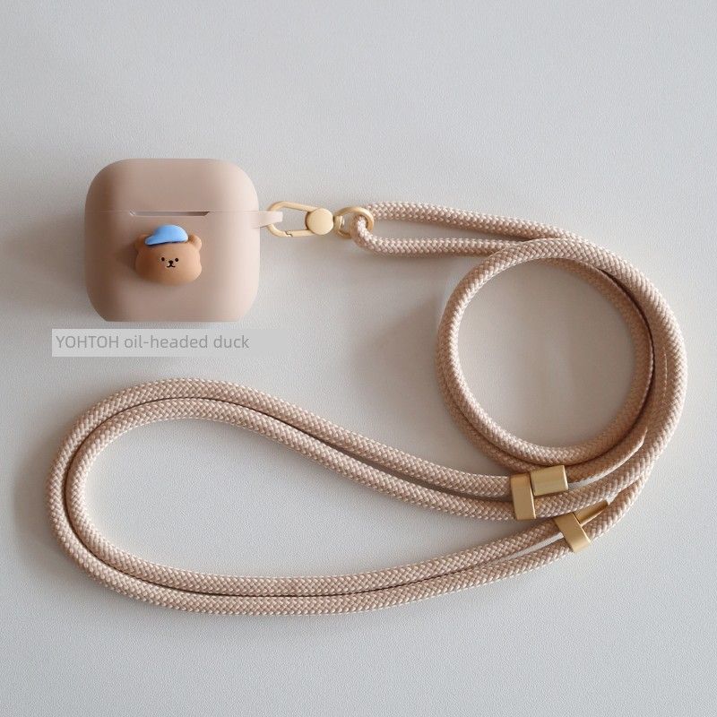 

Protective Case AirPods Pro2 Generation Protective Case Airpods4 Wireless Bluetooth Earbuds Case Pro Integrated Air3 Anti-Lost Silicone Soft Case Apple AirPodsPro Milk tea color + lanyard