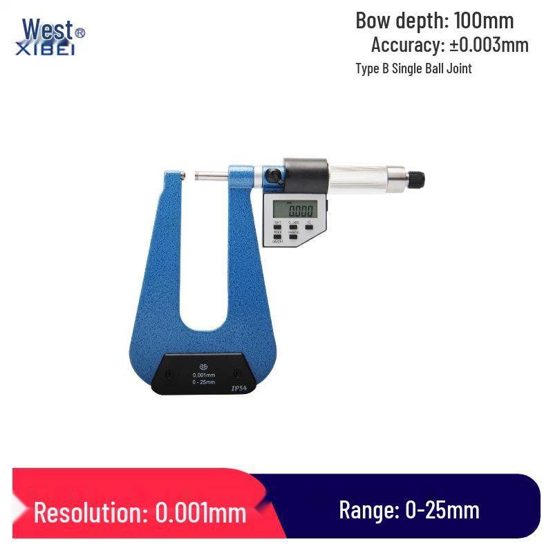 Qinghai 0-25mm Electronic Digital Deep Span Micrometer with Ball & Flat Head – Ideal for Plate Thickness Measurement