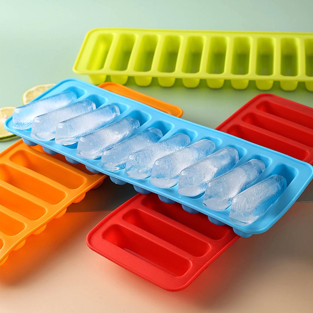 10-Grid Silicone Ice Cube Mold for Kitchen Long Strip Hot Dog Finger Sausage Chocolate Biscuit Baking Tool