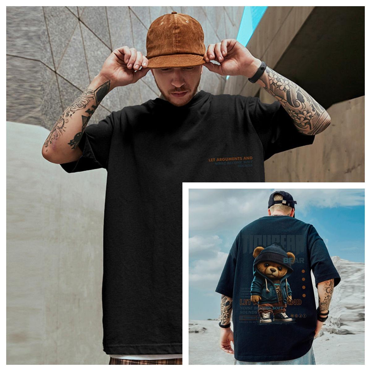 New Sale Americanstyle Trendy Mens Clothing  Bear Shortsleeved Tshirt  Halfsleeved Summer Trend M