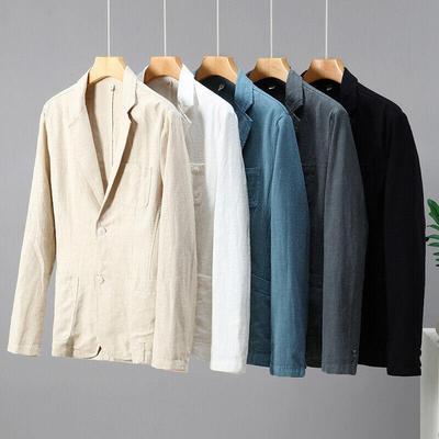 Giacca da uomo in lino di cotone retrò, cappotto da spiaggia, abito da festa di nozze, giacca primavera-estate, moda maschile, formale, da lavoro, slim