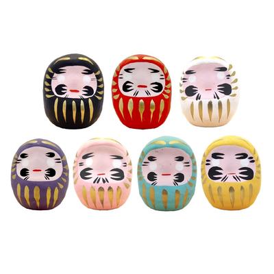 Waraku Fuuka Šťastný Daruma Feng Šťastná Ochrana od Bílého 7barevného Setu, Shui, Amulet, Zlo, Červená, Žlutá, Růžová, Zelená, Černá, Fialová, (7barevná sada)