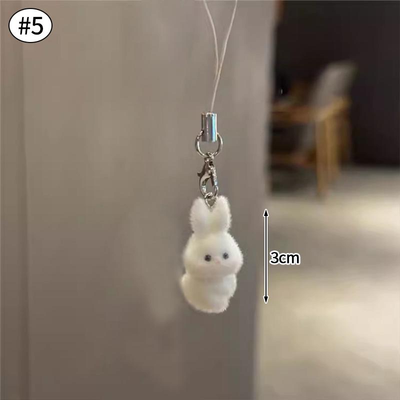 Flocking Mini Dog Phone Hanging Pendant Aesthetic Keychains Women Teddy Keyrings Cute Keychains for Cell Phone Llaveros