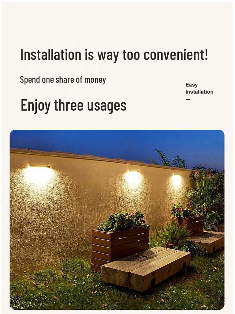 Solar Waterproof Wall Lamps for Garden, Villa, Courtyard, Balcony, and Fence Lighting