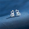 925 Sterling copper Small Animal Stud Earrings for Women Mini Dog Paw Piercing Earring Zircon Rabbit Owl Cat on Moon Pendientes