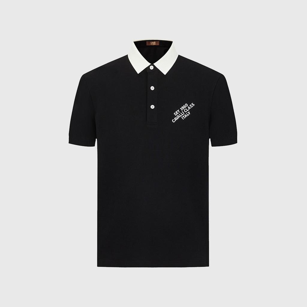 Men's 100% Cotton Short-Sleeved Polo Shirt with Contrasting Collar