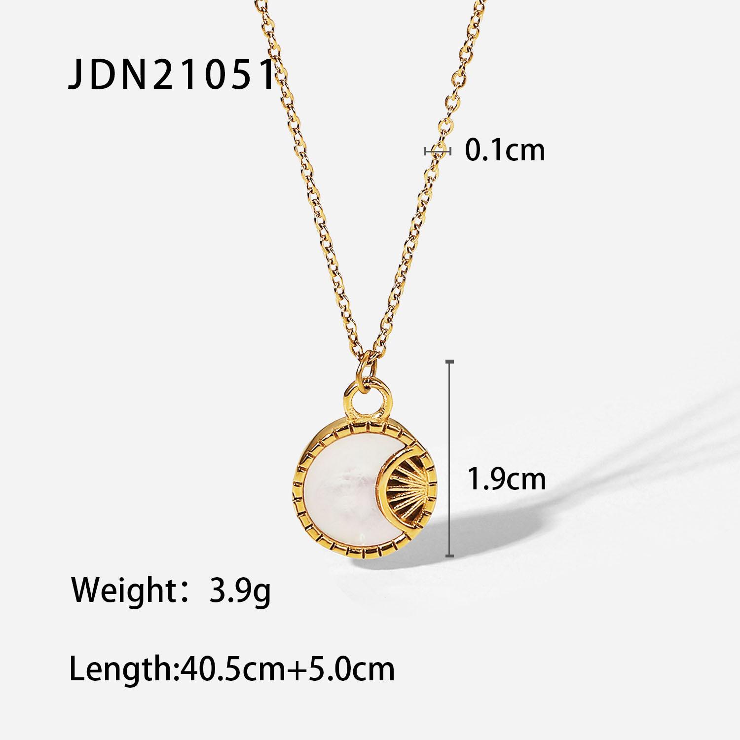 INS wind stainless steel white shell moon necklace party gift 18K gold plated round shell pendant necklace jewelry