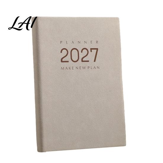 Academic Task Planner 2027 Daily Monthly Agenda Vintage Sheepskin Texture Cover A5 Portable Thick Paper Book for Business Office And Personal