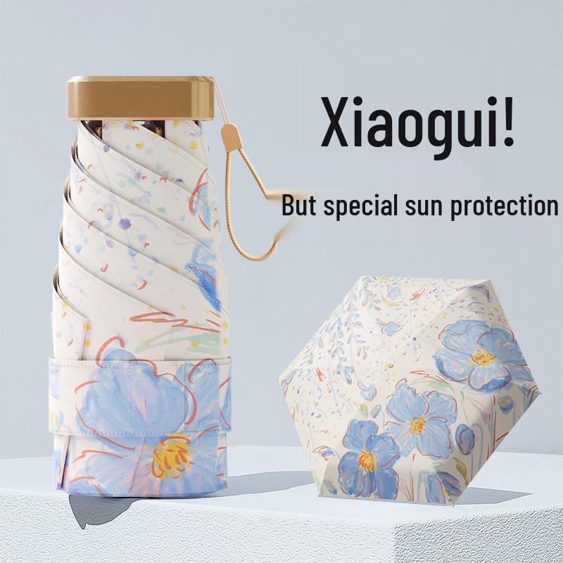 Компактный женский карманный зонт от солнца с УФ-защитой Mist Blue Portable