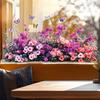 Yousheng Potted Floral Plants Glass Sticker Removable Waterproof PVC Colorful Flower Static Glass Sticker Home Living Room Bedroom Decoration