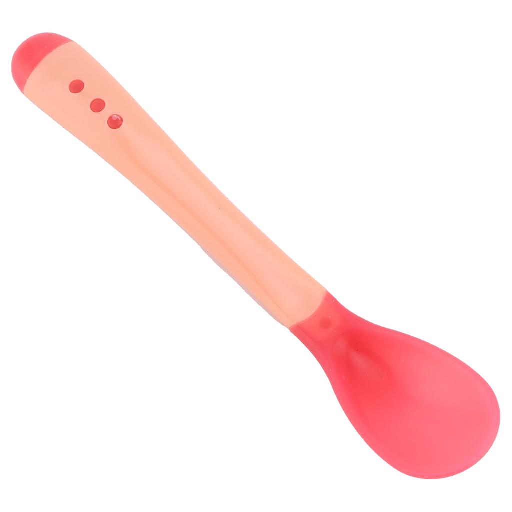 Temperature Sensing Spoons Forks Soft Baby Feeding Spoon GumFriendly Training Fork(Spoon )