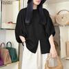 ZANZEA Women Casual Round Neck Slit Loose 3/4 Sleeve Blouse