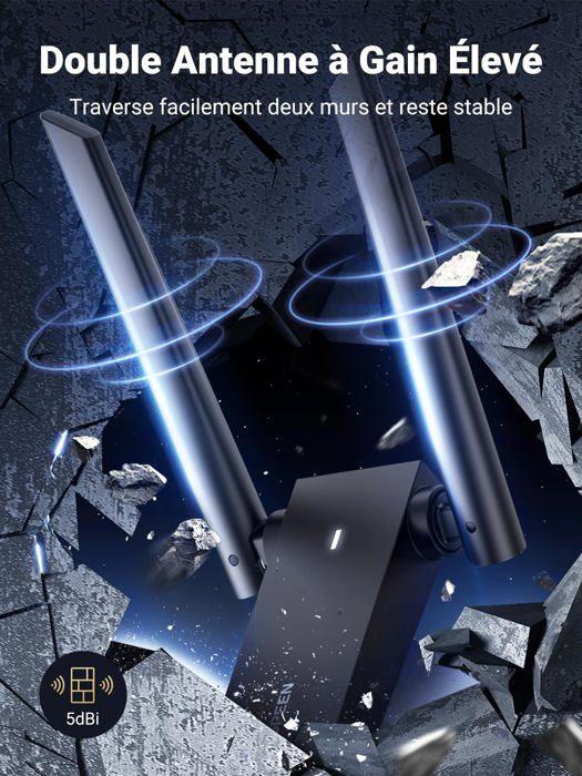 Adaptateur WiFi USB - Ugreen - 50341 - 1300Mbps - Double Antenne - Angle Réglable