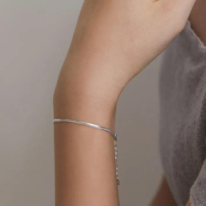 (Silver 925) Modern Flat Snake Chain Bracelet BR1795