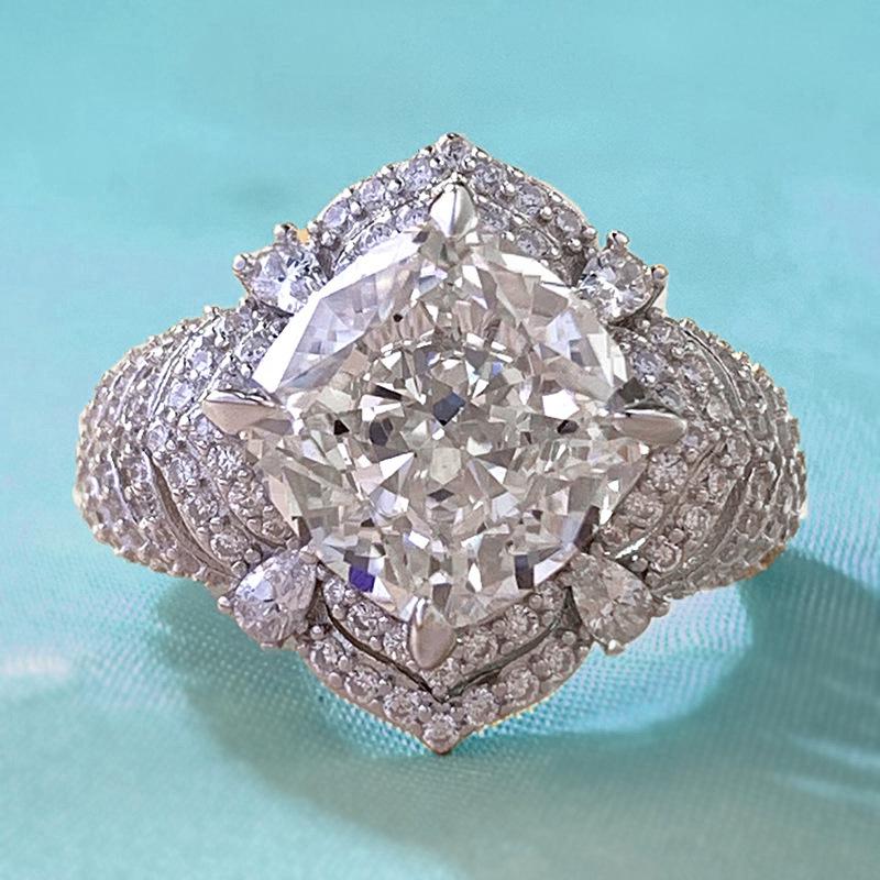 

Luoxi Temple Jewelry: 925 Silver 10x10mm High Carbon White G Diamond Cushion Cut Ring, 2023 Trend Size 8