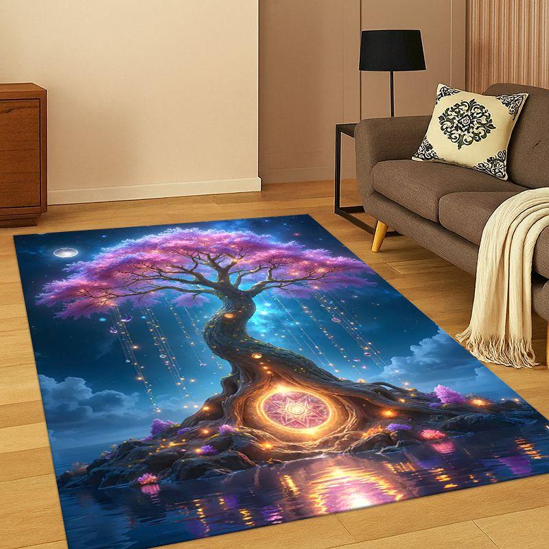 Tree of Life Nordic Mythology Yggdrasil Nature Cartoon Carpet Rug for Bedroom Living Room Sofa Doormat Home Decor,Non-slip Kid