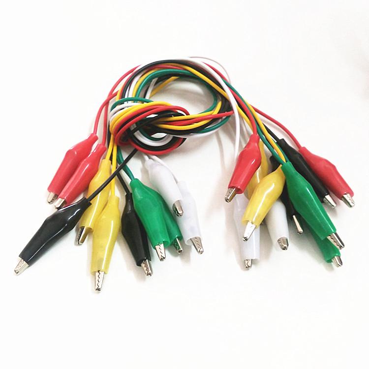 48CM Double-Ended Alligator Clip Test Lines - Set of 2 In Red, Black, Yellow, Green, and White.