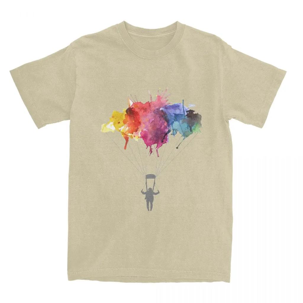 Vintage Fallschirmspringen Fallschirmspringen Aquarell T Shirt Männer Frauen Reine Baumwolle Skydive Base Jumping Skydiver T Shirt Druck Kleidung