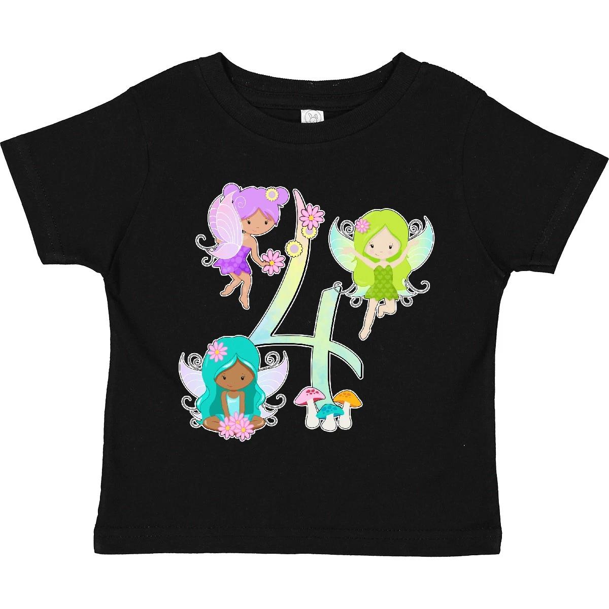 Inktastic Flower Fairies Fourth Birthday Toddler T-Shirt Birthdays 4th Four 4 130