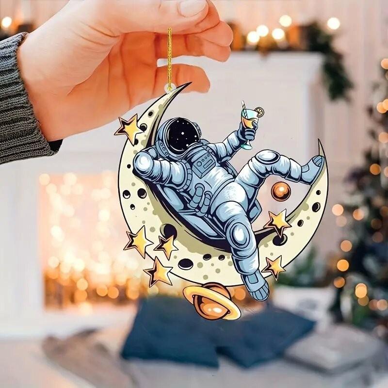 Cartoon Fun Astronaut Acrylic Pendant Unique Car Ornament For Vibrant Interior Accents