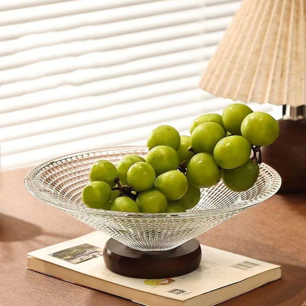 Transparent French Glass Berry Tray Large Capacity Crystal Snack Platter Fruit Plate  Office