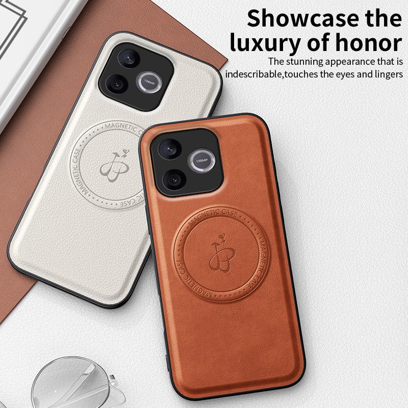 Wireless Charging Magnetic Case for Honor 600 Lite 5G Protective Cover PU Leather Hard Back Shell Coque
