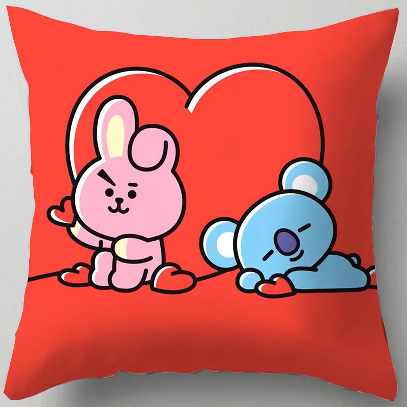 Cartoon Bt21 Cushion Cover Decorative Soft Pillow Case Sofa Car Protector Throw