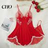 Accattivante Camicia da Notte Taglie Forti Sexy Babydoll per Donna, Scollo a V Pizzo Profondo Camicia da Notte Rete Trasparente Camicia da Notte, Spalline Sottili Chemise Slip Dress
