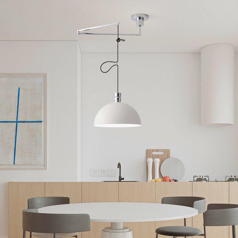 Nordic Creative Rocker Arm Pendant Light - Rotatable Walnut for Study, Kitchen, Bar.