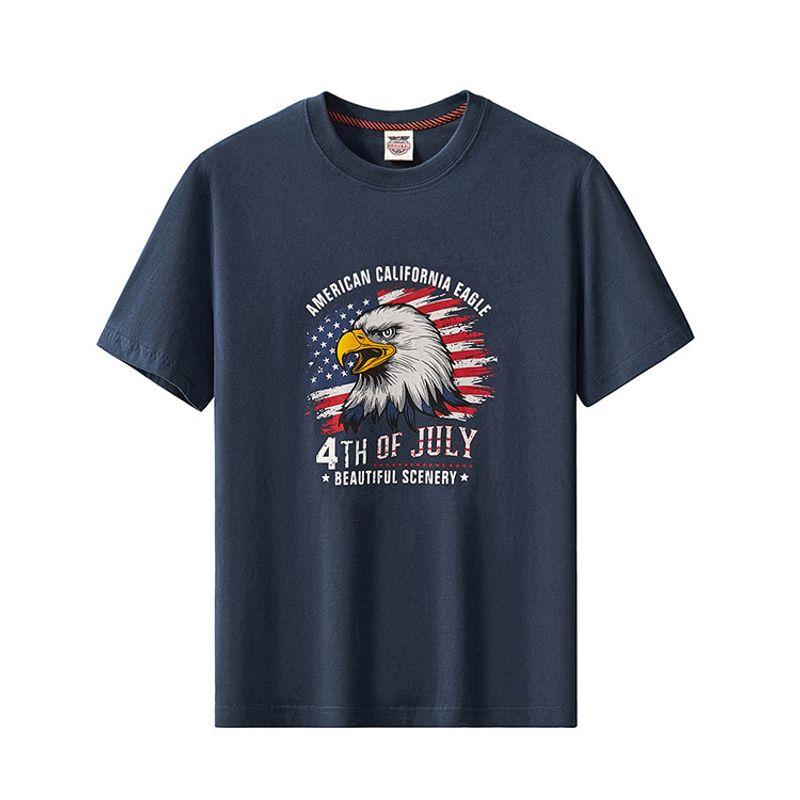 Foreign Trade Export To Domestic Sales Men's Clothing American Vintage Cotton Short Sleeve T-shirt Men's Summer Bottoming Shirt Print T-shirt