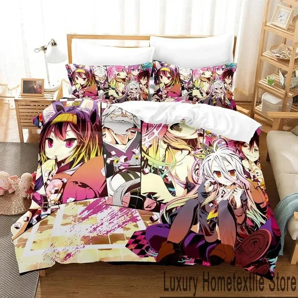 Anime No Game No Life Bed Cover Collection Comforter Cover Bed Collection Quilt Cover Pillowcase Comforter king Queen Size Size Boys Adult Bed Cover