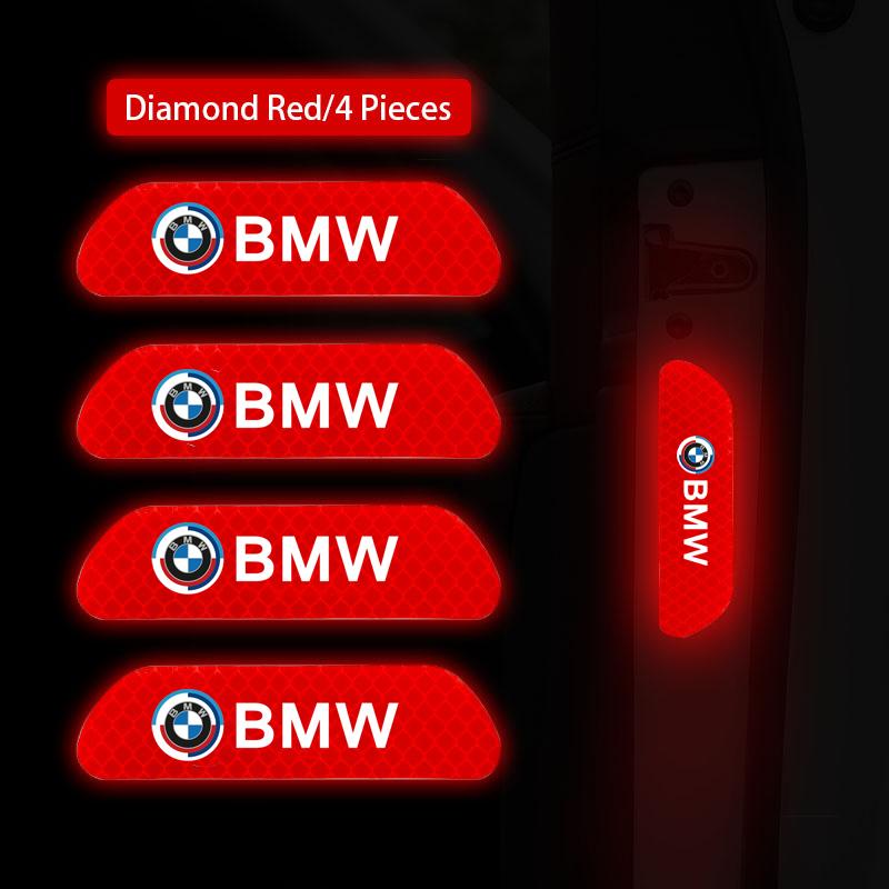 4Pcs Car Reflective Sticker Night Safety Warning Sign Shine Tape For BMW G80 G06 G07 G42 G14 G15 G16 F82 F20 X5 Auto Accessories Cyfp80