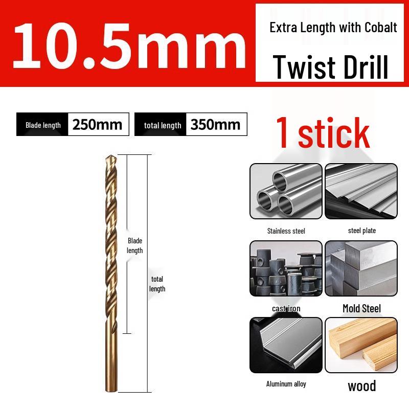High-Strength Ultra-Long Cobalt Twist Drill Bit for Stainless Steel and Wood.