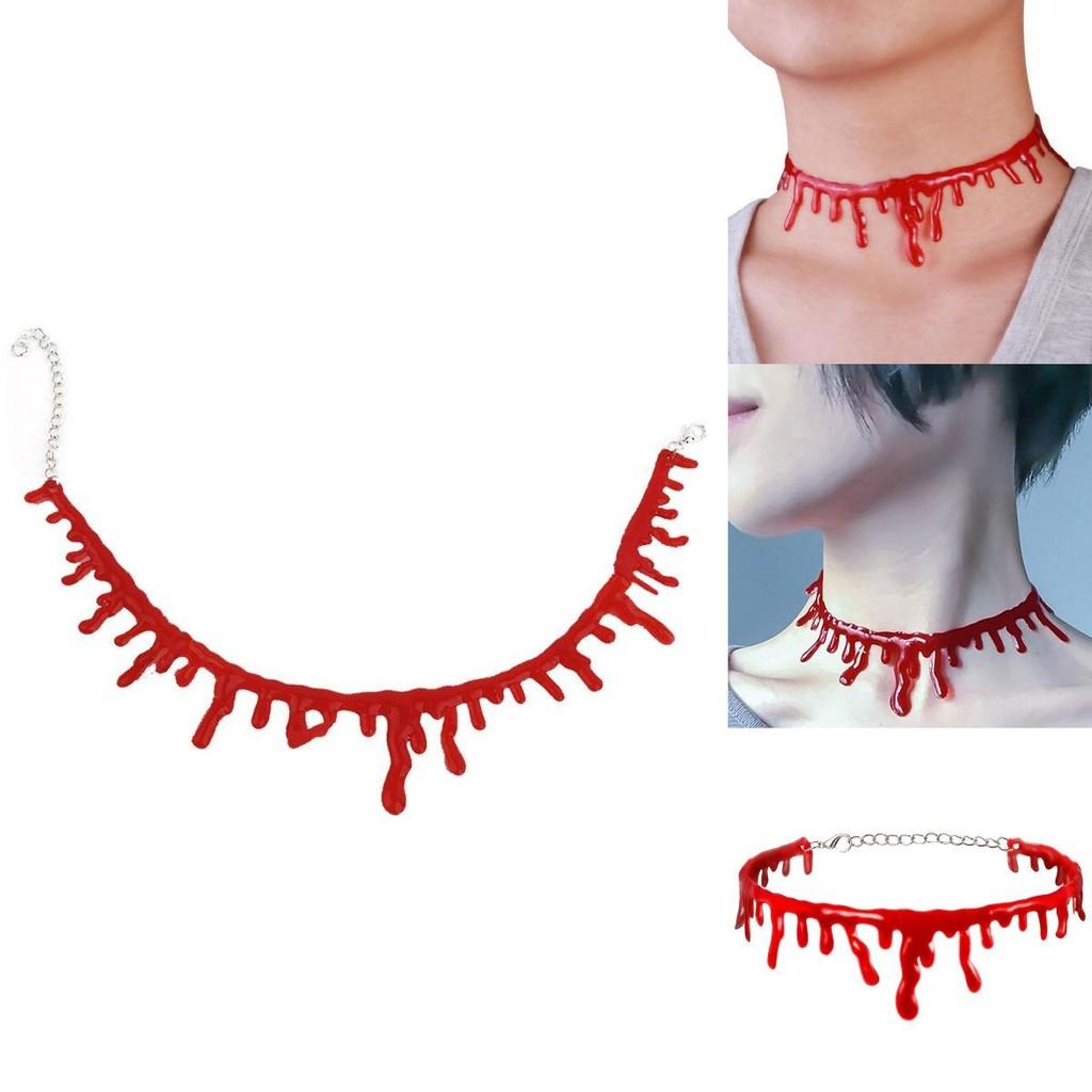 Halloween Vampire Necklace Spooky Gothic Style Plastic Geometric Blood Necklace
